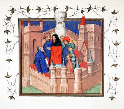 Interior of Conway Castle and the Earl of Northumberland Delivering His False Message to Richard II, Facsimile Copy from Le Prinse et Mort du Roy Richart by Jean Creton, Reprinted 19th Century by French School